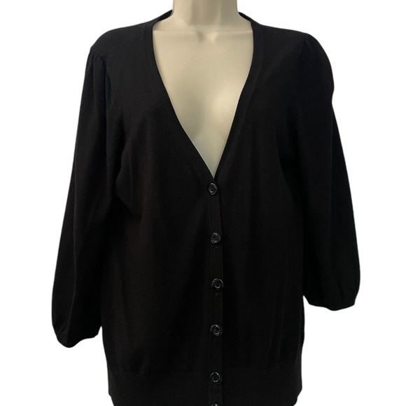 Halogen Women’s Black Button-Front Cardigan Sweater, Size Large - Picture 1 of 9